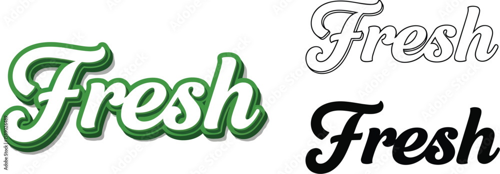 Fototapete fresh design elements for graphic design and branding with green fresh text and vector fresh style v