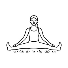 Obraz premium Seated wide-angle yoga pose on grass for flexibility and relaxation