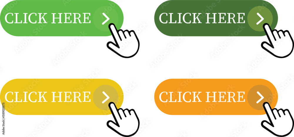 Aufkleber click here button icon set.pointer click button. modern action button mouse click symbol. computer m
