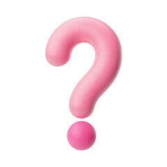 Naklejka premium Pink question mark symbol on white background for mystery themes and decision-making concepts