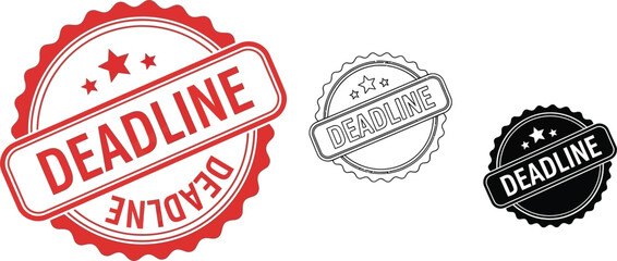 Fototapeta premium Deadline vector stamp illustration set for urgent task management and project completion reminders design vector