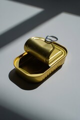 Stock photo of open sardine can, canned fish, seafood, gourmet food, healthy eating, protein source