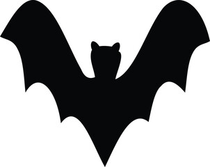 Black Bat Halloween Icon Silhouette