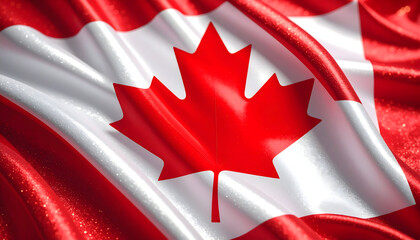 Close Up Red And White Canadian Flag Fabric Texture