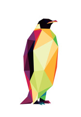 Penguin Bird in colorful Polygon low poly. Penguin silhouettes colorful Vector. Penguin Abstract Illustration.