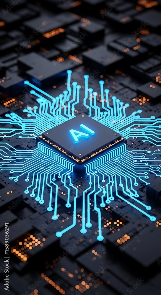 Aufkleber artificial intelligence ai chip with circuit board technology