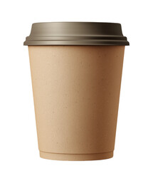 Simple Brown Paper Coffee Cup with Dark Lid for Takeout Beverages and Hot Drinks