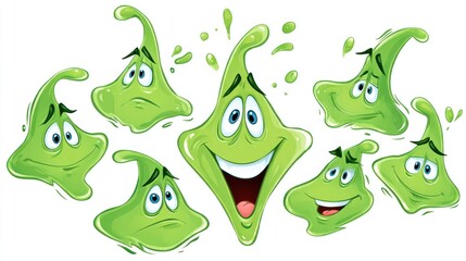 Obraz premium Cartoon slime creatures with various expressions