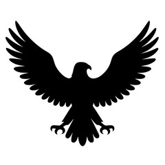 Obraz premium Flying Eagle Silhouette with Spread Wings Vector Icon