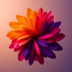Fototapeta premium Abstract 3D Flower with Colorful Gradient Petals in Digital Art Style