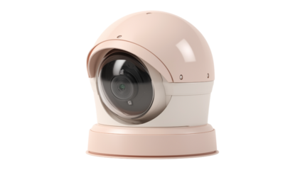Stylish White and Pink Security Camera for Home Protection on Transparent Background