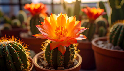 Orange Cactus Flower in Sunlight