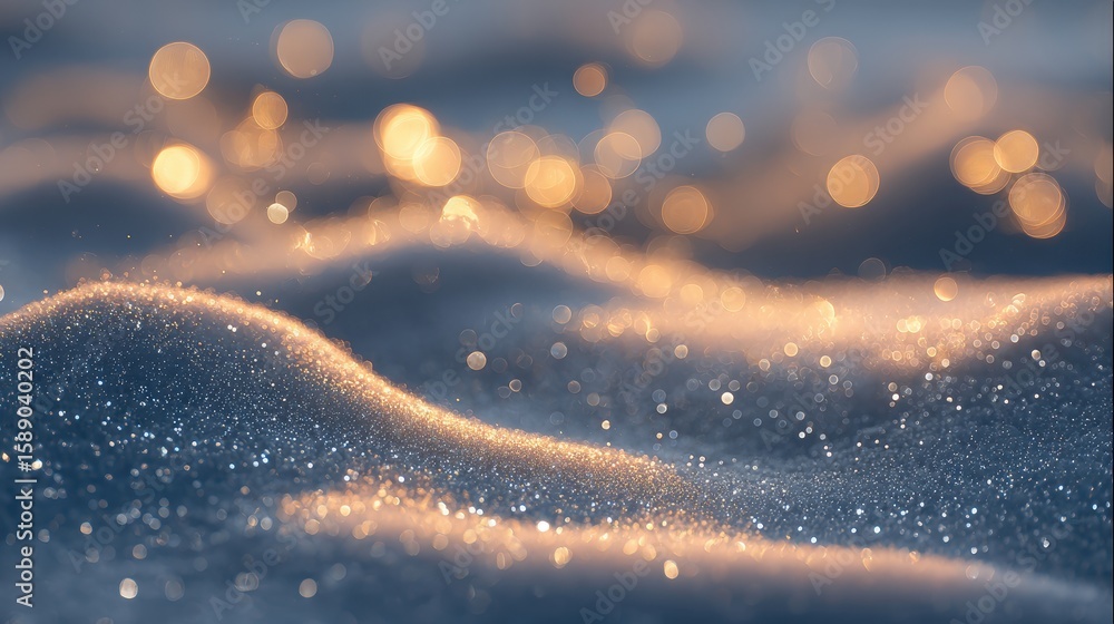 Aufkleber a close-up of sparkling, icy snow with a soft focus background and bokeh light effects, creating a m