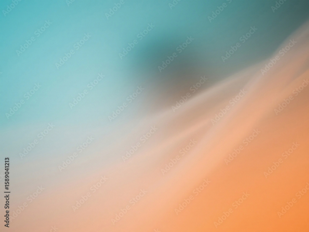Poster a soft gradient of teal blending into peach with a subtle smoky texture in the center area of image