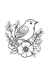 Animals During Spring Season Coloring Activity Worksheet in Black and White Hand Drawn 