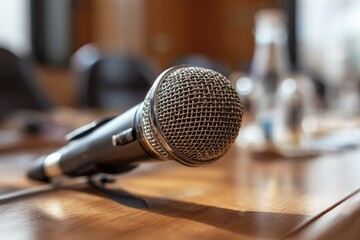 Meeting microphone on table