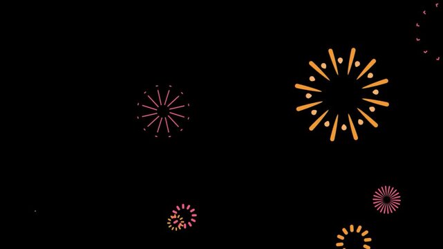 explosion animation fireworks on the night sky 4k video for birthday.