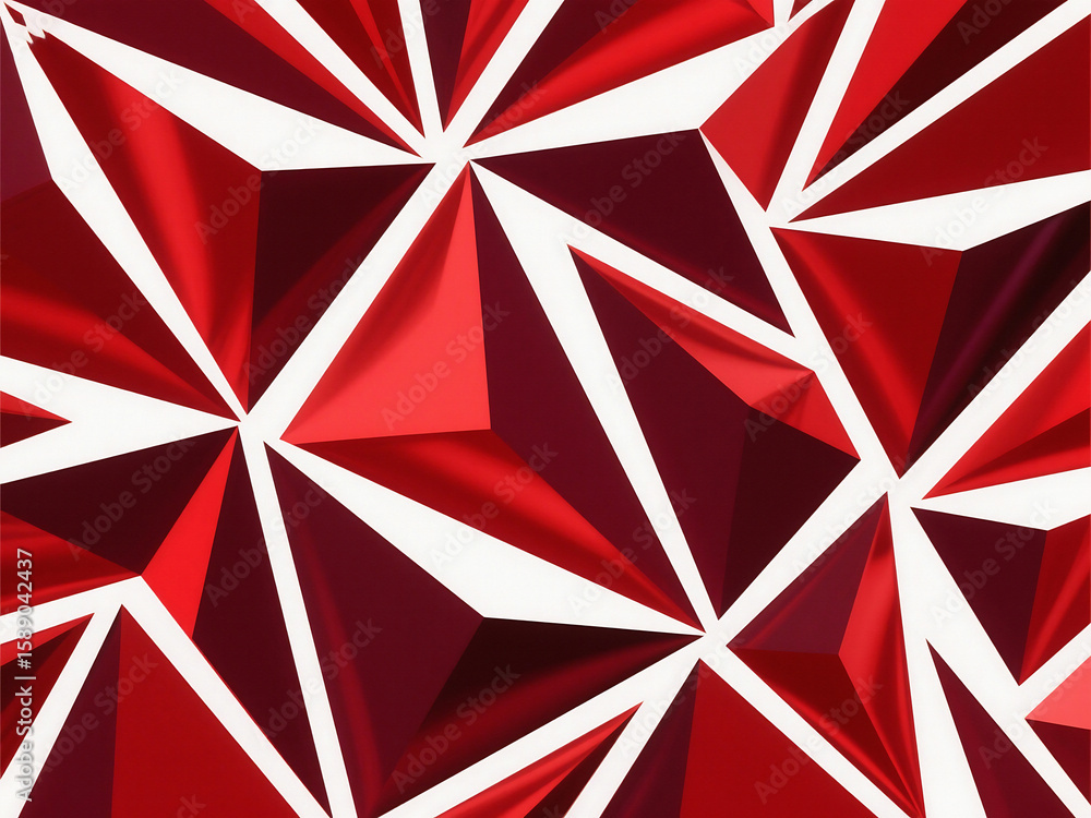 Poster a striking geometric pattern of red triangles against a white background creating a modern design