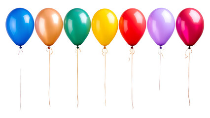 Collection set of colorful balloons isolated on transparent or white background, png