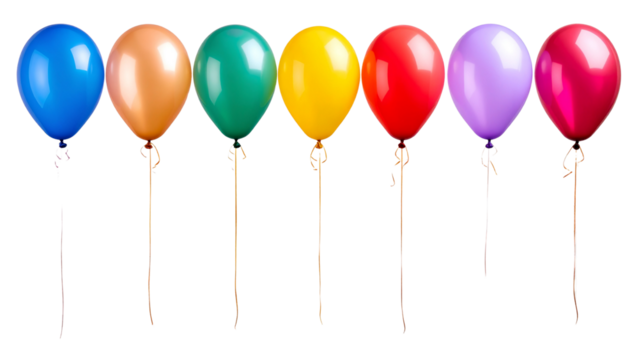 Collection set of colorful balloons isolated on transparent or white background, png