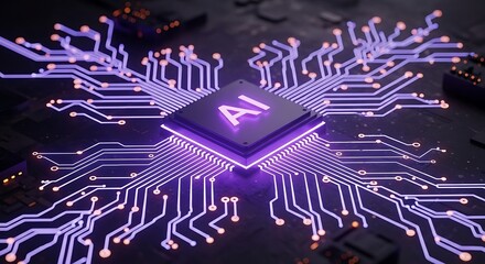Futuristic artificial intelligence circuit board technology illustration concept