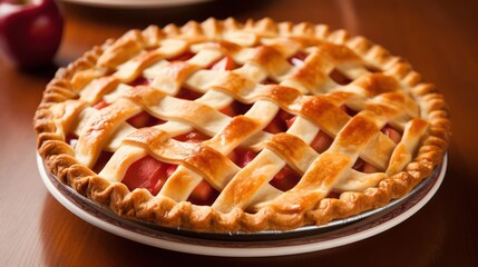 Delicious homemade apple pie with a lattice crust.