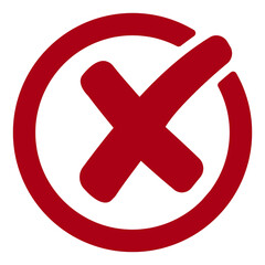 Red x mark inside a circle simple graphic isolated on transparent background