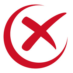 Red x mark inside a circle on a white background isolated on transparent background