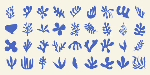 Matisse Abstract Shape. Vector Poster Organic Art Poster. Modern Pattern Leaf. Modern Floral Prints in Contemporary Minimal Style. Trendy Boho Illustrations.