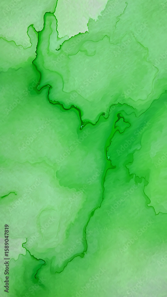 Poster abstract green watercolor background with flowing lines and soft transitions of color and texture