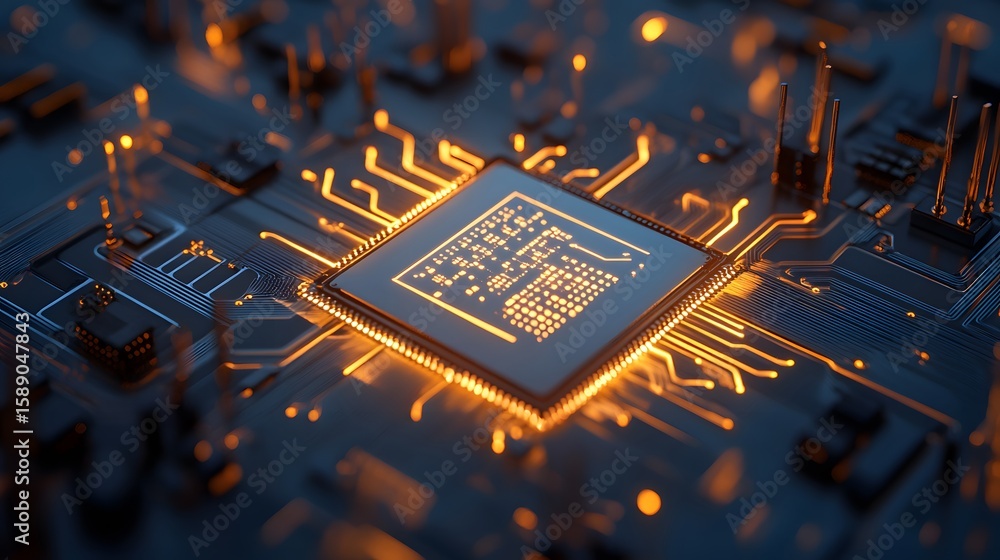 Aufkleber illuminated microchip on circuit board