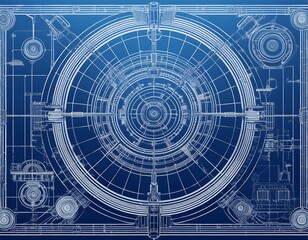 stylized blueprint image blue tinted background vintage technology