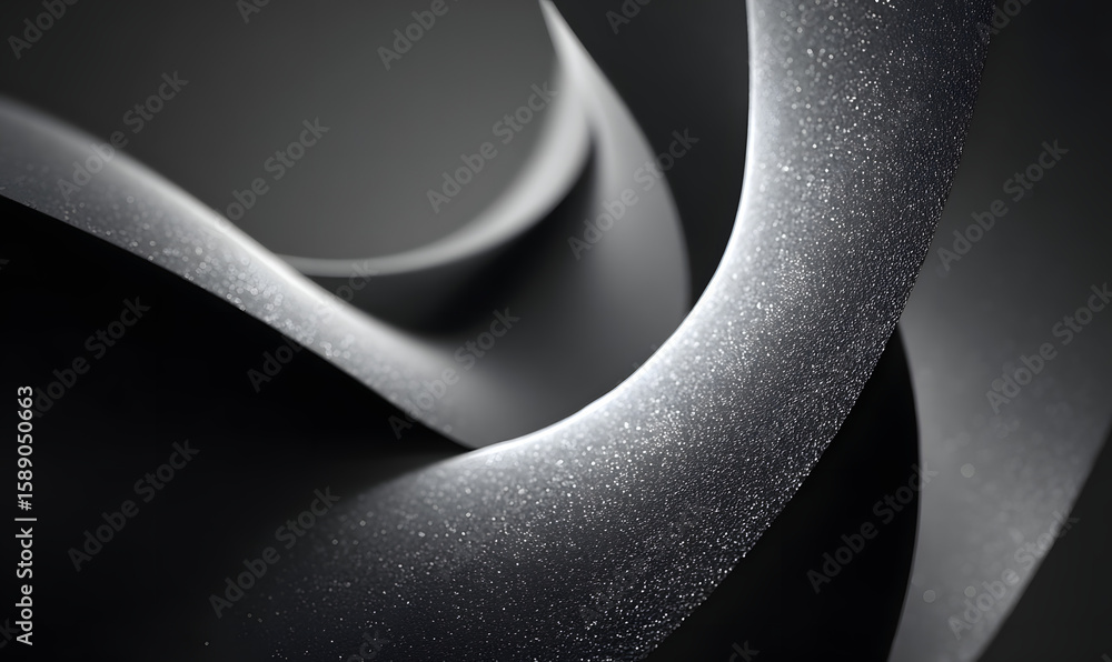 Poster grey black white glowing abstract gradient shape on black grainy background minimal header cover pos