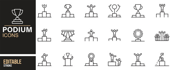 Podium icons representing winners and awards, perfect for event organizers, sports teams, or achievement-related content.