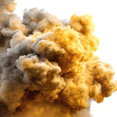 Dense, swirling cloud of smoke, yellow-tan and gray, suggestive of an explosion