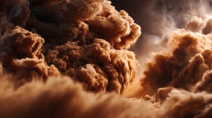 Dramatic sky filled with large dark storm clouds illuminated by sunlight scattering.