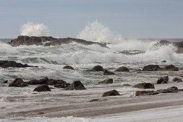 Rocky beach during winter