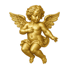 Obraz premium PNG Golden cherub with detailed wings.