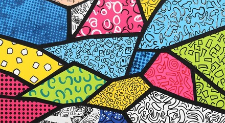 Fototapeta premium Vivid Pop Art Composition with Geometric Shapes and Bold Colors