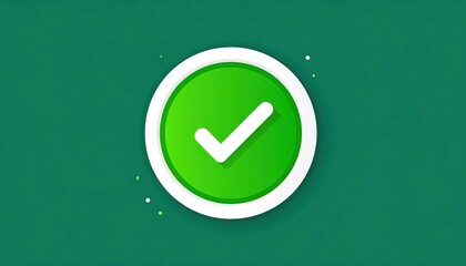 Green Check Mark Icon Inside White Circle on Green Background for Approval Confirmation