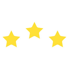 Three yellow stars graphic style isolated on transparent background