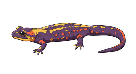 Obraz premium Cartoon Illustration of a Vibrant Salamander on Black Background png, isolated on tranparent background