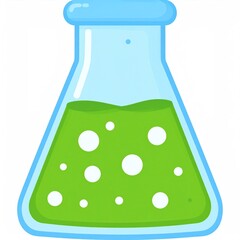 Green Liquid Filled Flask with Bubbles against Blue Background Experiment Science