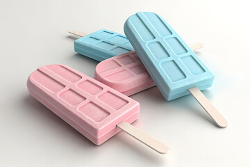 Pastel Popsicle Illustration | Pink and Blue Ice Cream Art Design