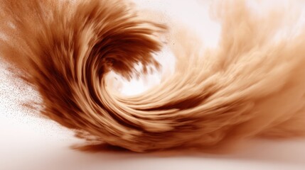 Fototapeta premium Abstract swirling golden-brown cloud formation with dynamic spiral motion and soft textured appearance for artistic design and creative backgrounds.