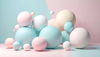 Pastel Spheres Abstract Composition with Soft Colors and Geometric Shapes