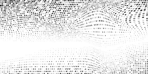 Vector grunge dotted halftone gradient texture. Vanishing polka dot design