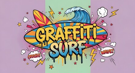 Vivid Pop Art Graffiti Surf Composition