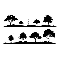 Fototapeta premium Silhouette illustration of a tree. Monochrome. Vector. Simple. Forest. Trees.