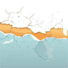 Obraz premium Abstract Cyberpunk Landscape with Sandy Beach and Cracked Ice Aesthetic